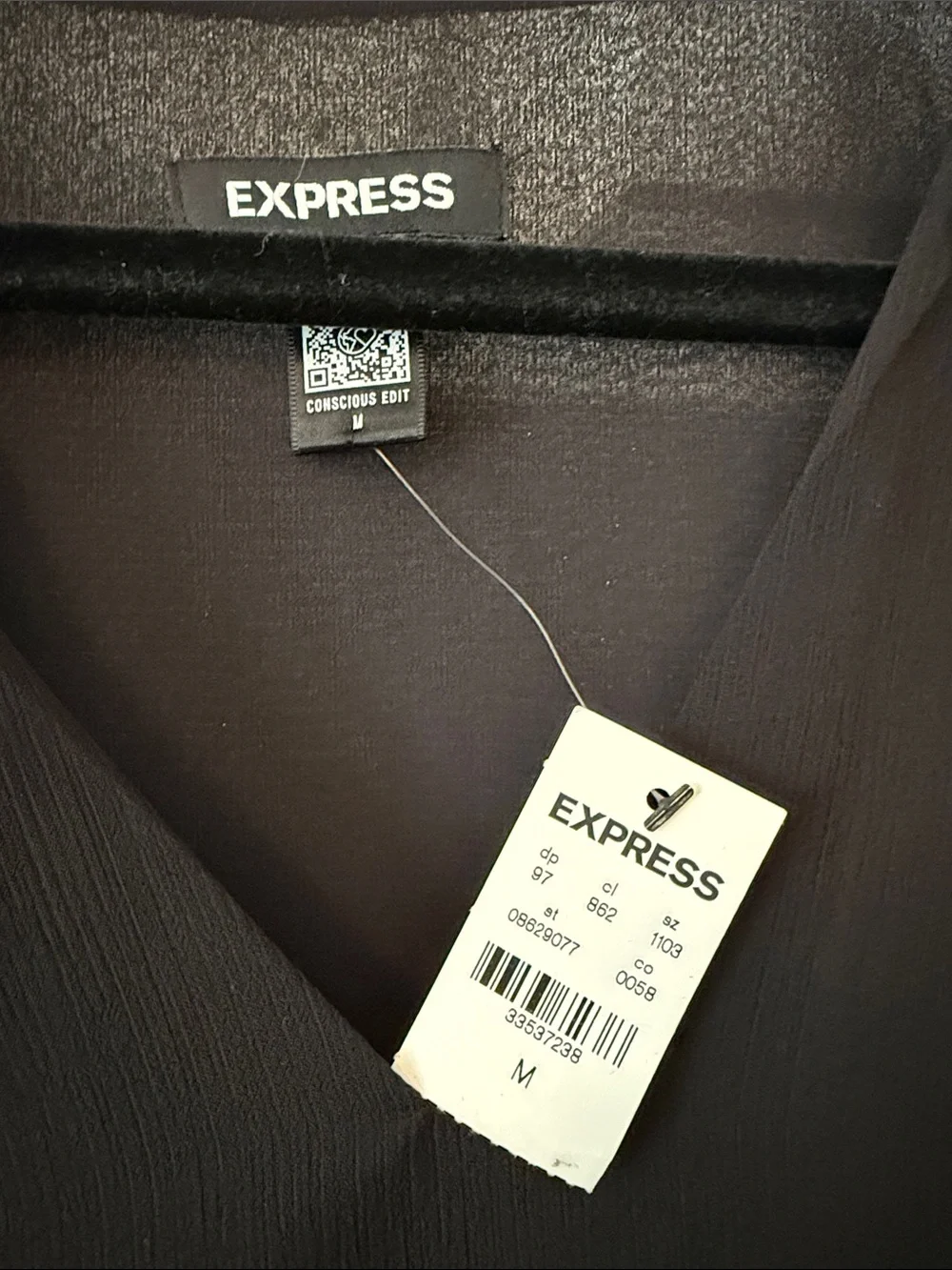 Express Black Puff Sleeve V-Neck Blouse